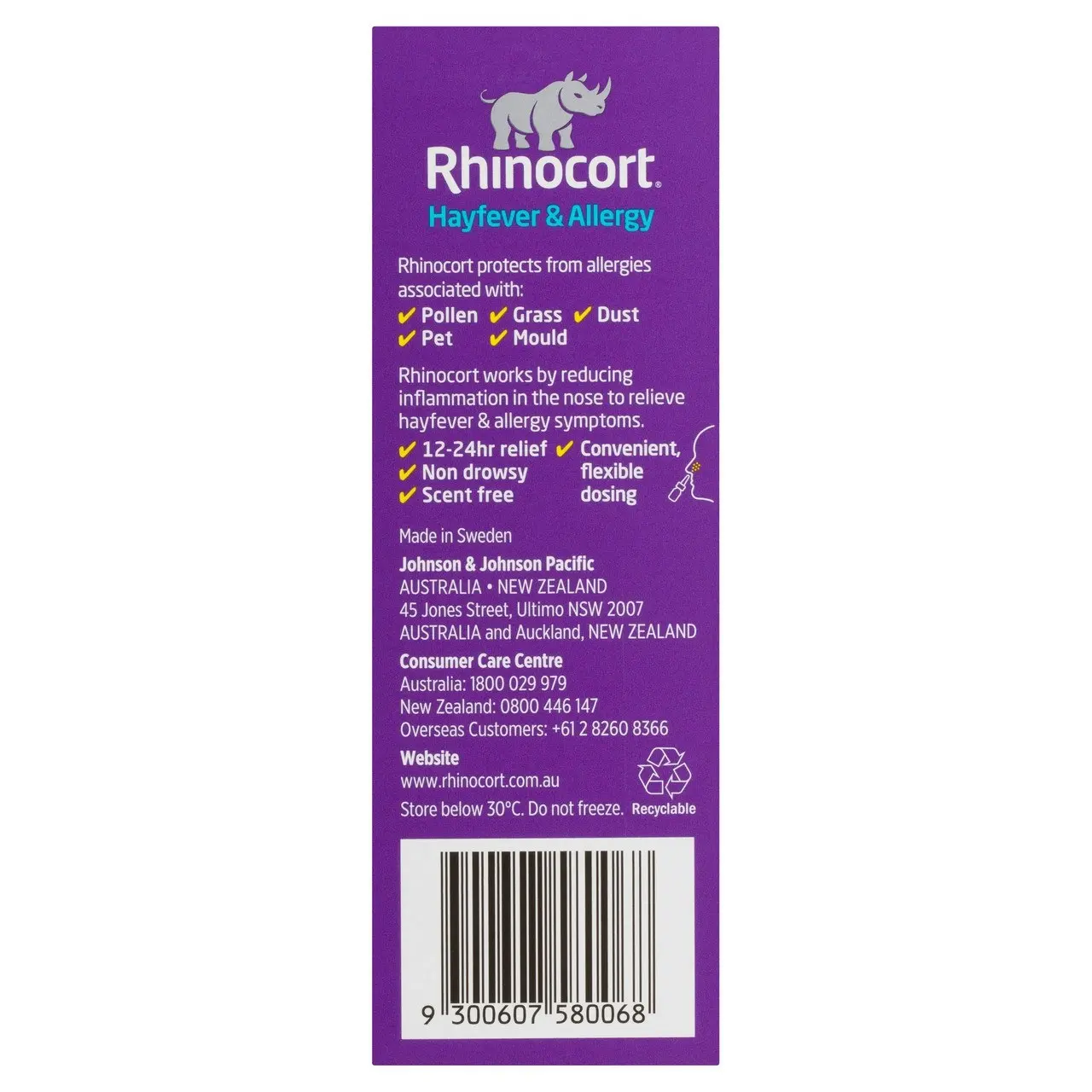 Rhinocort Original Non-Drowsy Hayfever & Allergy Relief Nasal Spray 120 Sprays