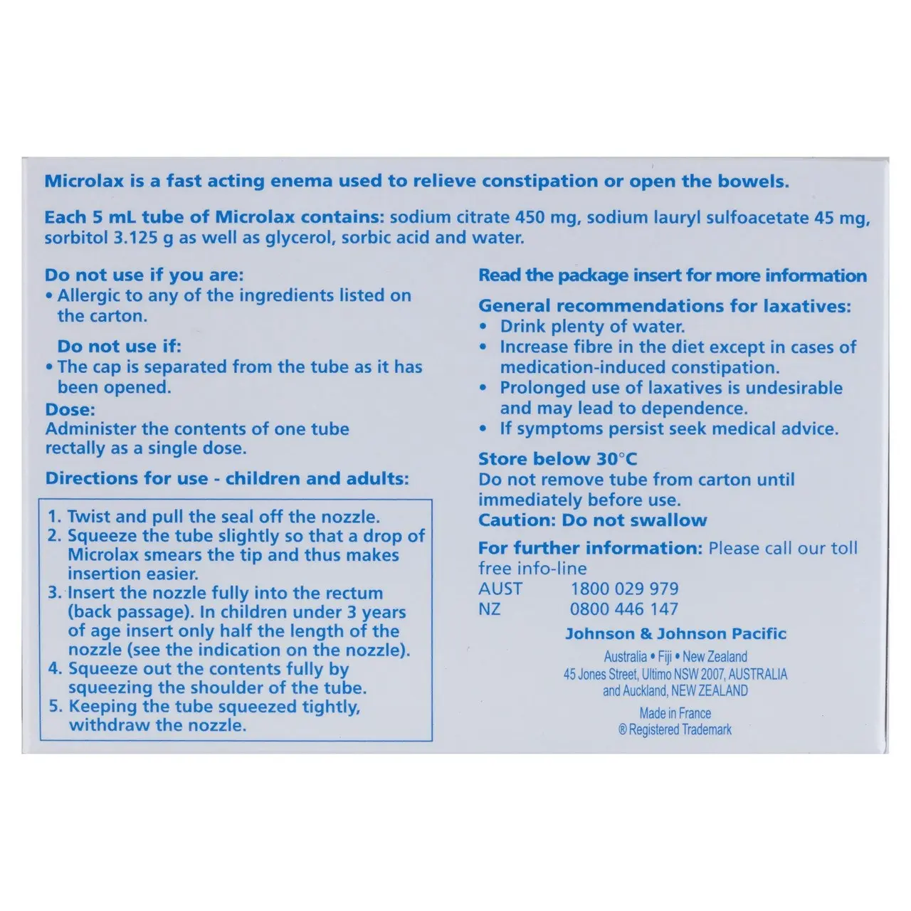 MICROLAX Enema 4 x 5mL Tubes