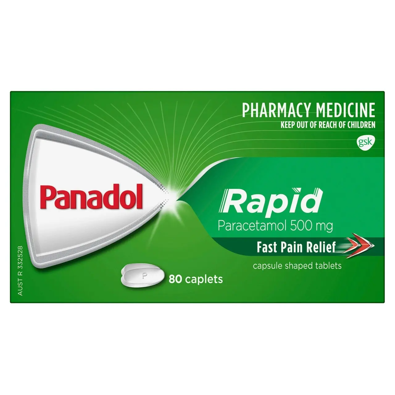 Panadol Rapid for Pain Relief Paracetamol - 500mg 80 Caplets