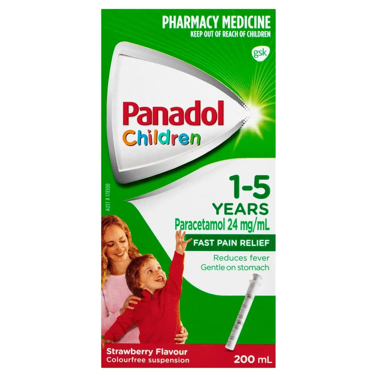 Panadol Children 1-5 years Colourfree Suspension, Strawberry Flavour, 200ml