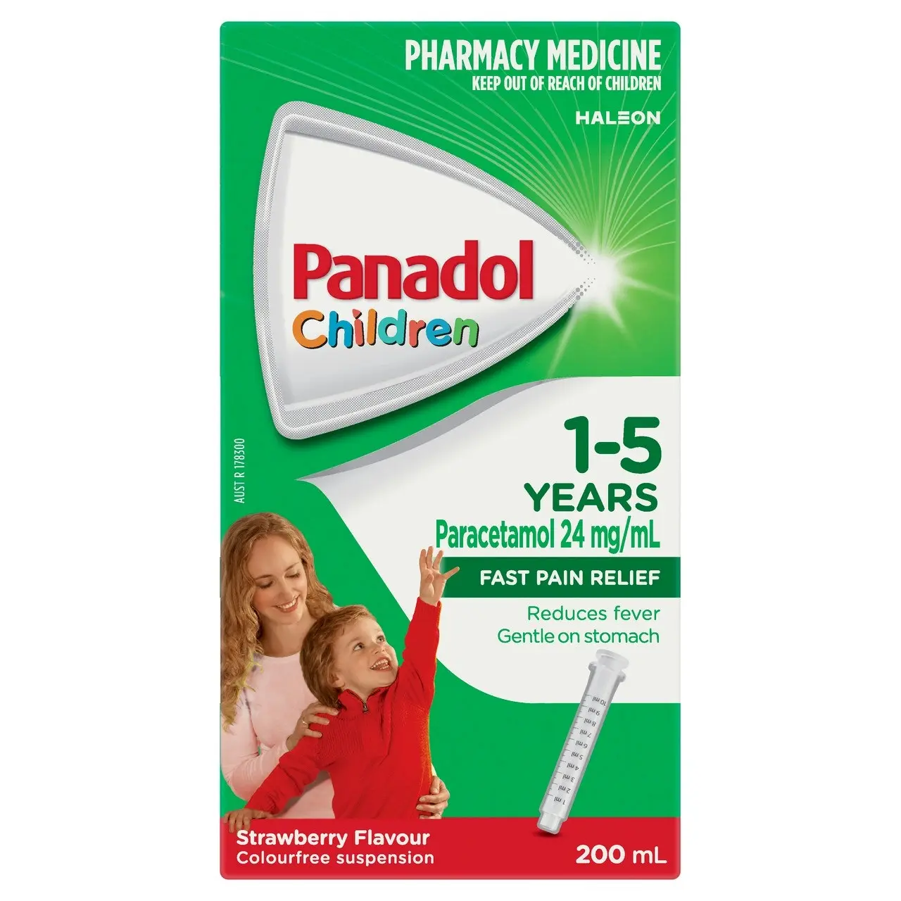 Panadol Children 1-5 years Colourfree Suspension, Strawberry Flavour, 200ml