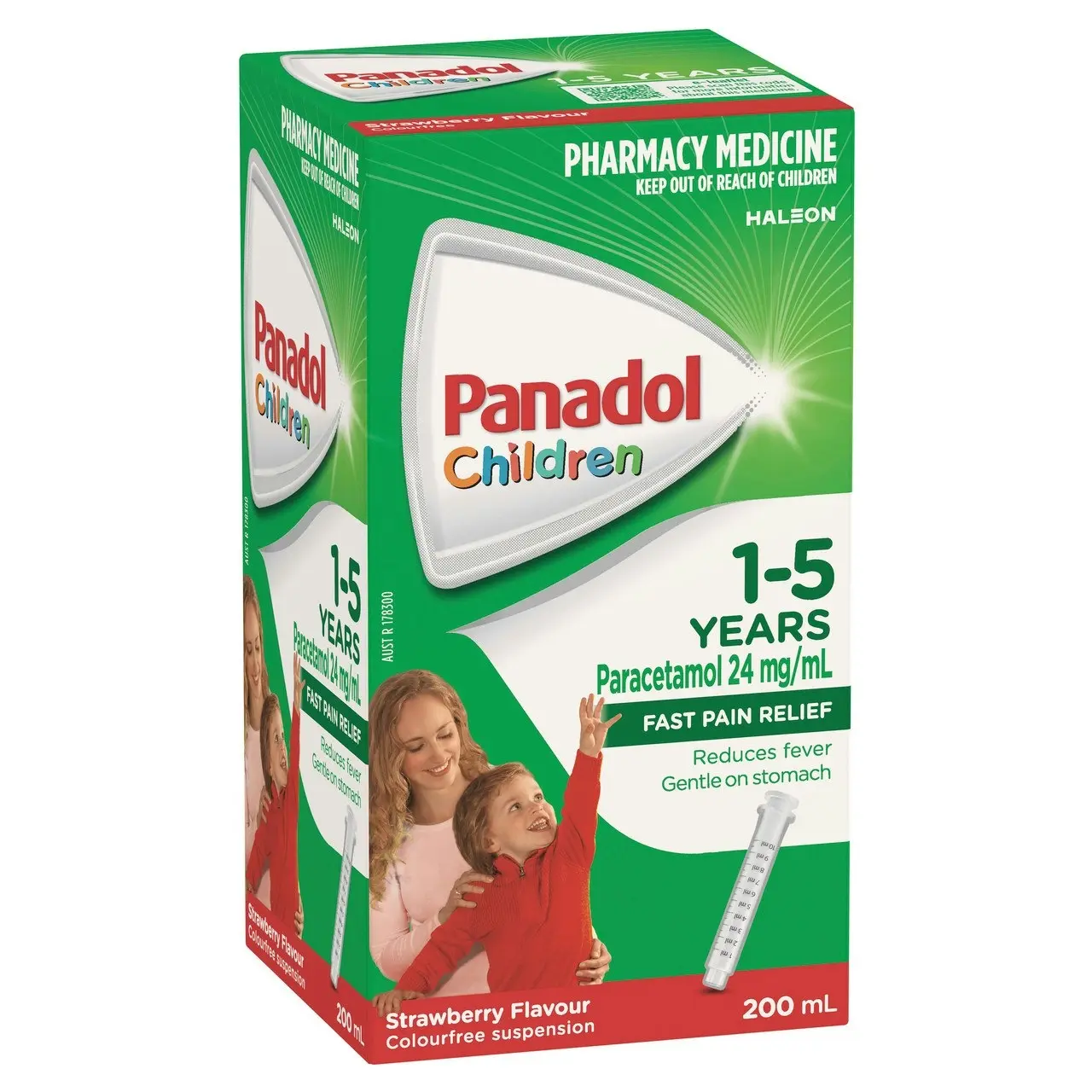 Panadol Children 1-5 years Colourfree Suspension, Strawberry Flavour, 200ml