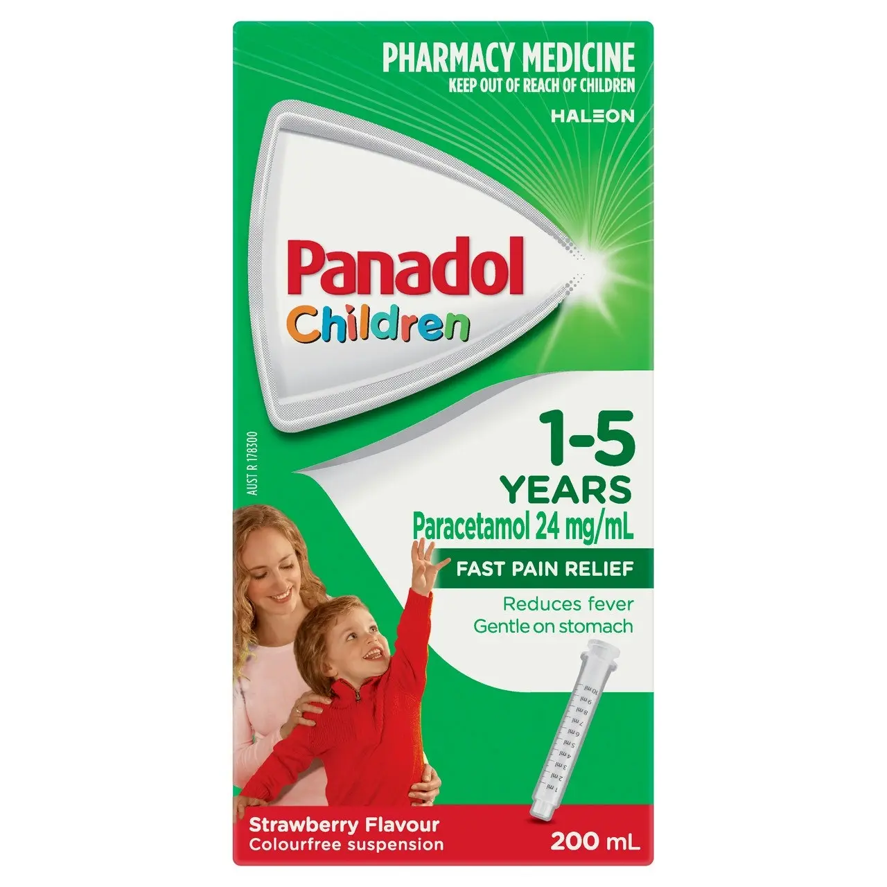 Panadol Children 1-5 years Colourfree Suspension, Strawberry Flavour, 200ml