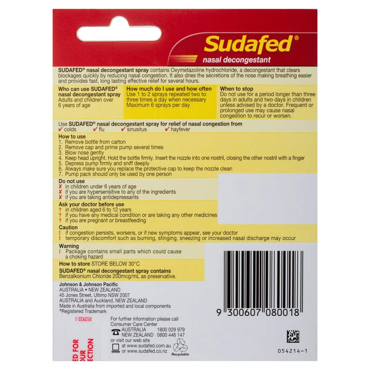 SUDAFED Nasal Decongestant Spray Refill 20mL