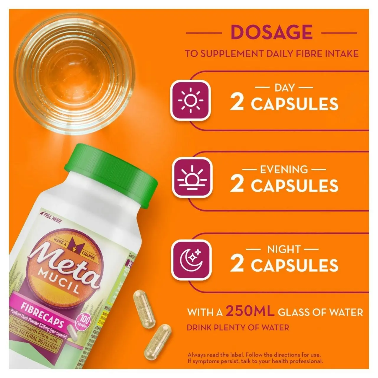 Metamucil Multi-Health Fibre with 100% Psyllium Natural Psyllium Lemon Lime Smooth 114 Doses