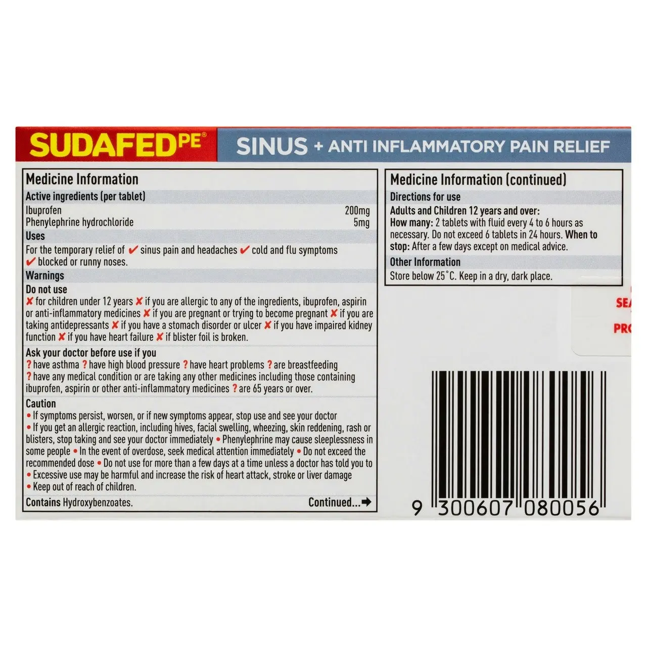 SUDAFED PE Sinus + Anti-Inflammatory Pain Relief Tablets 24 Pack