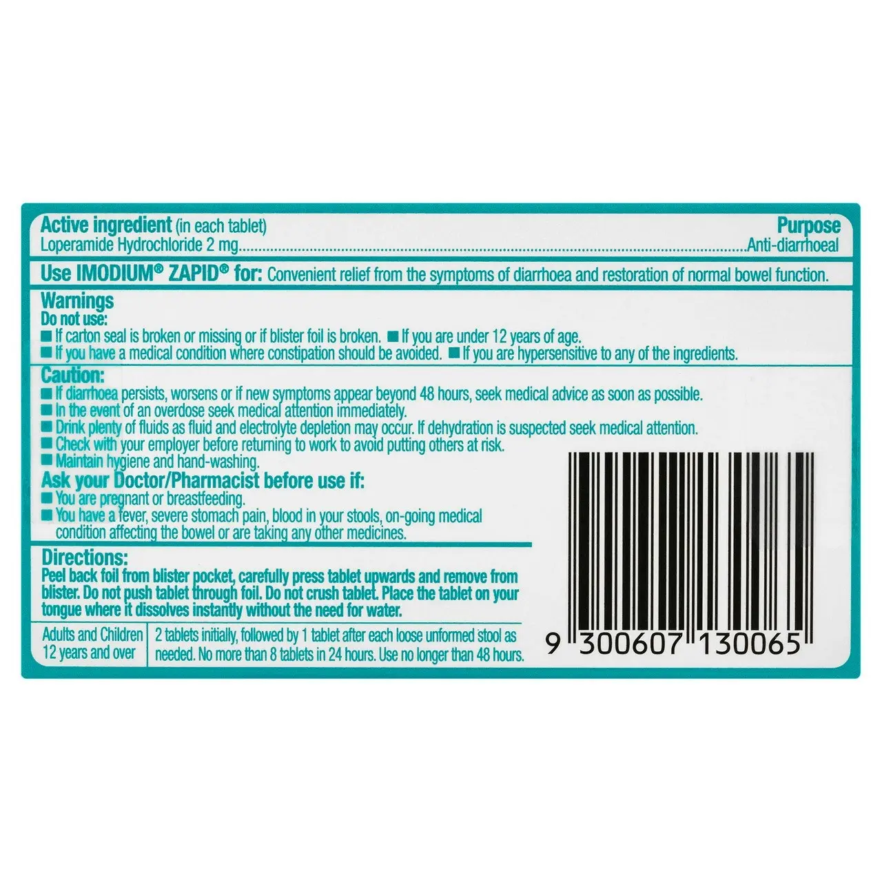 IMODIUM Zapid Diarrhoea Relief Dissolving Tablets 6 Pack