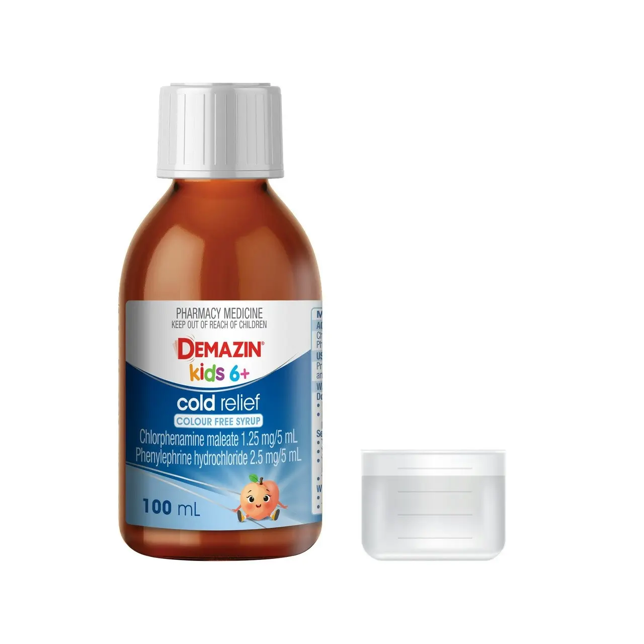 Demazin Kids 6+ Cold Relief Colour Free Syrup 100mL