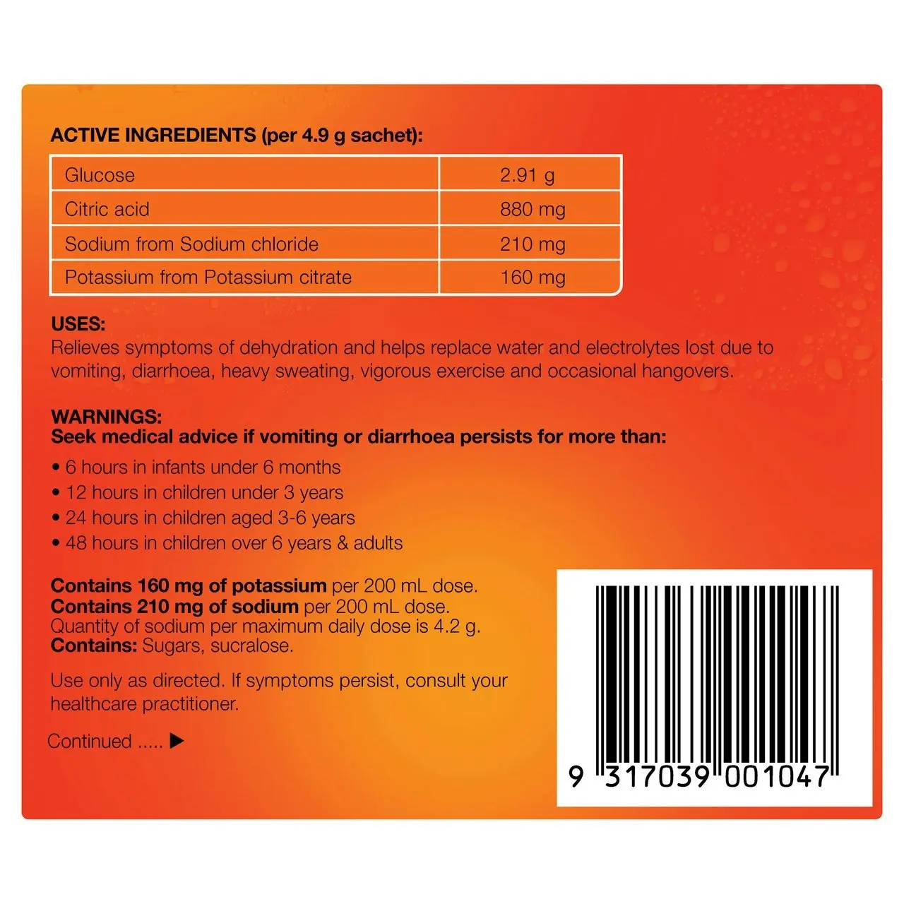 Hydralyte Electrolyte Powder Orange Flavoured 10 Pack