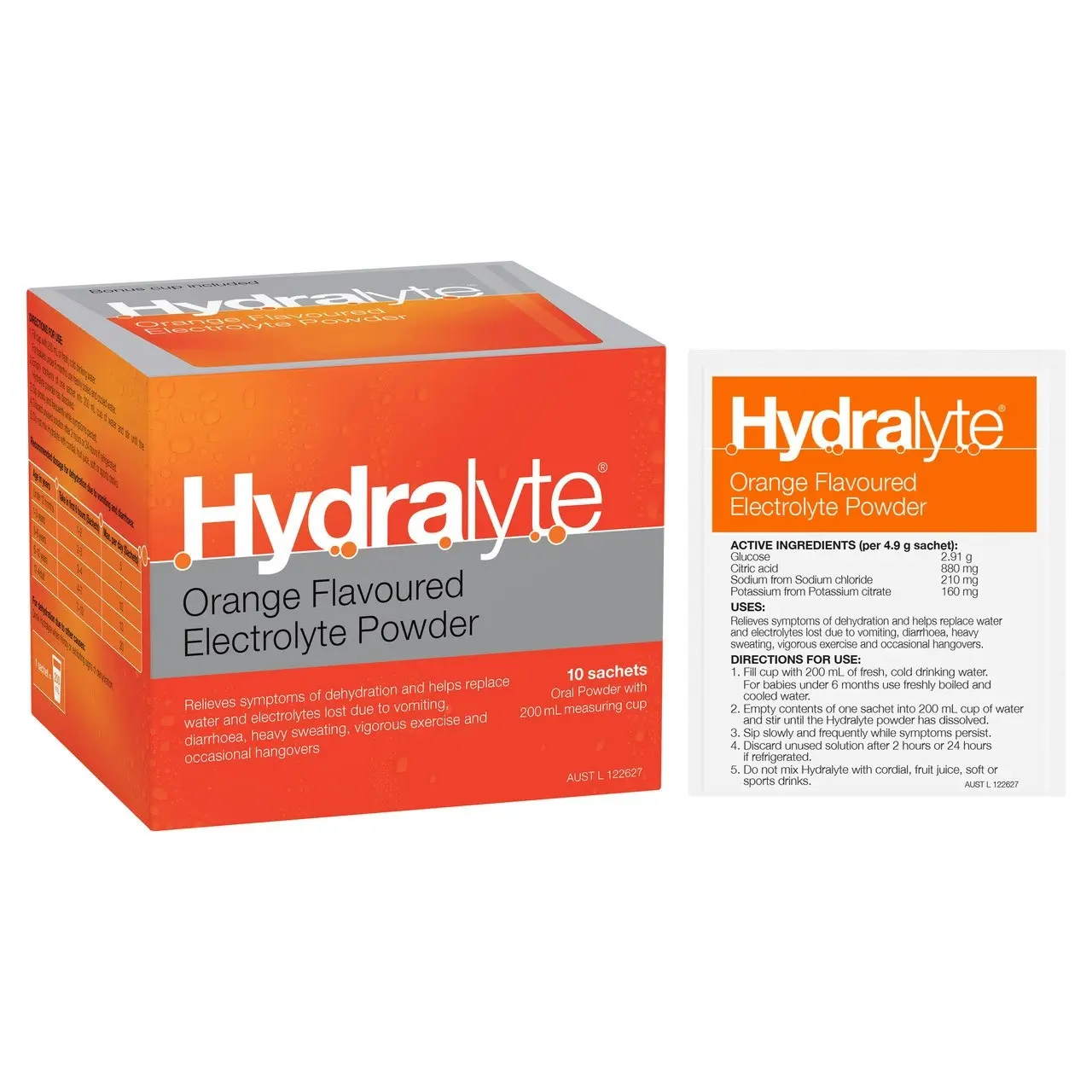 Hydralyte Electrolyte Powder Orange Flavoured 10 Pack