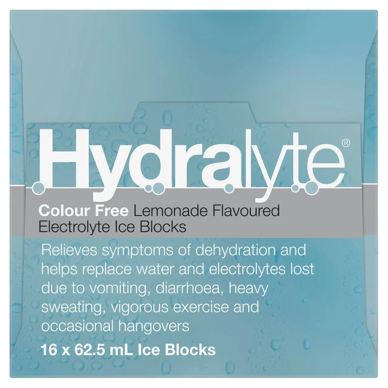 Hydralyte Electrolyte Ice Blocks Colourfree Lemonade Flavoured 16 Pack