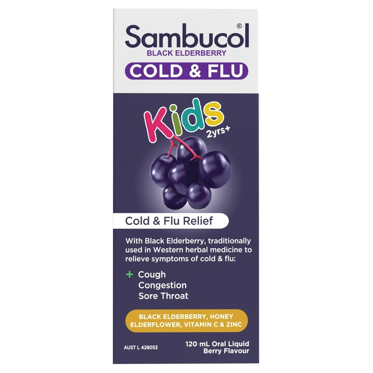 Sambucol Black Elderberry Cold & Flu Relief Kids Liquid 120ml