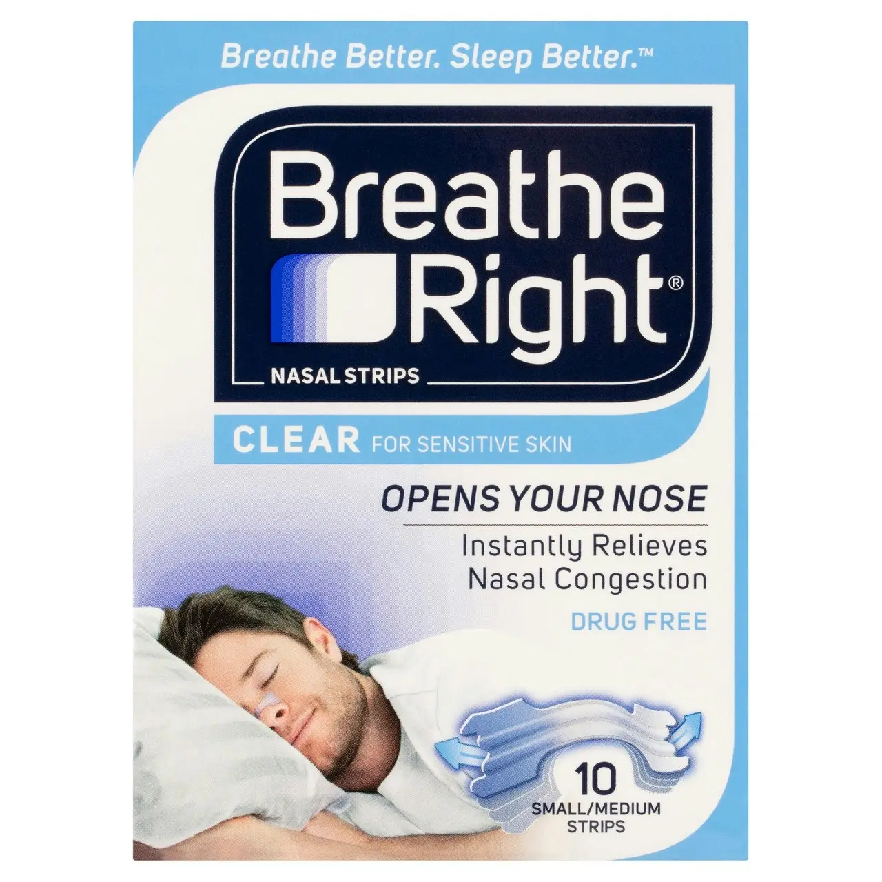 Breathe Right Nasal Strips Clear Regular 10pk