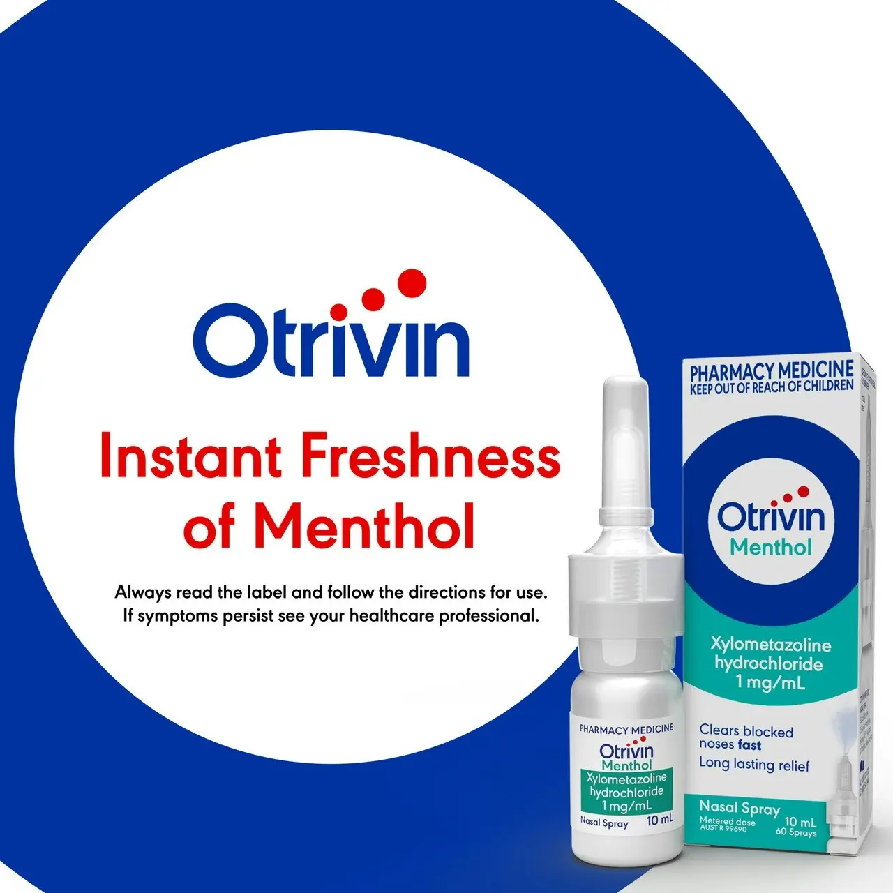 Otrivin Menthol Nasal Spray for Blocked Nose 10mL