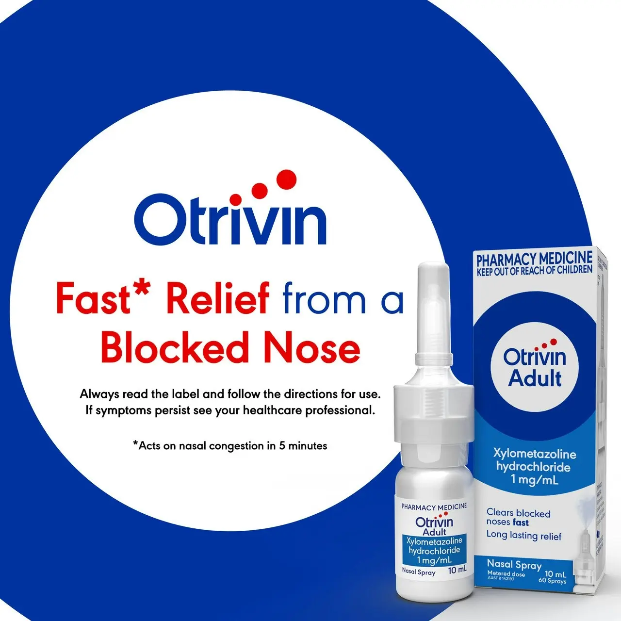 Otrivin Adult Nasal Spray for Blocked Nose 10mL