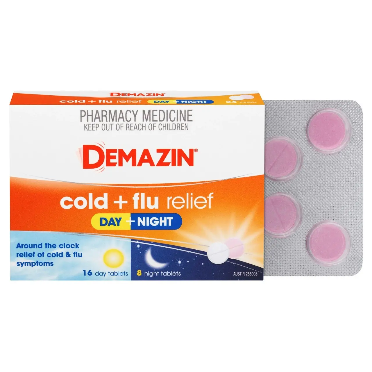 Demazin Cold & Flu Relief Day + Night 24 Tablets