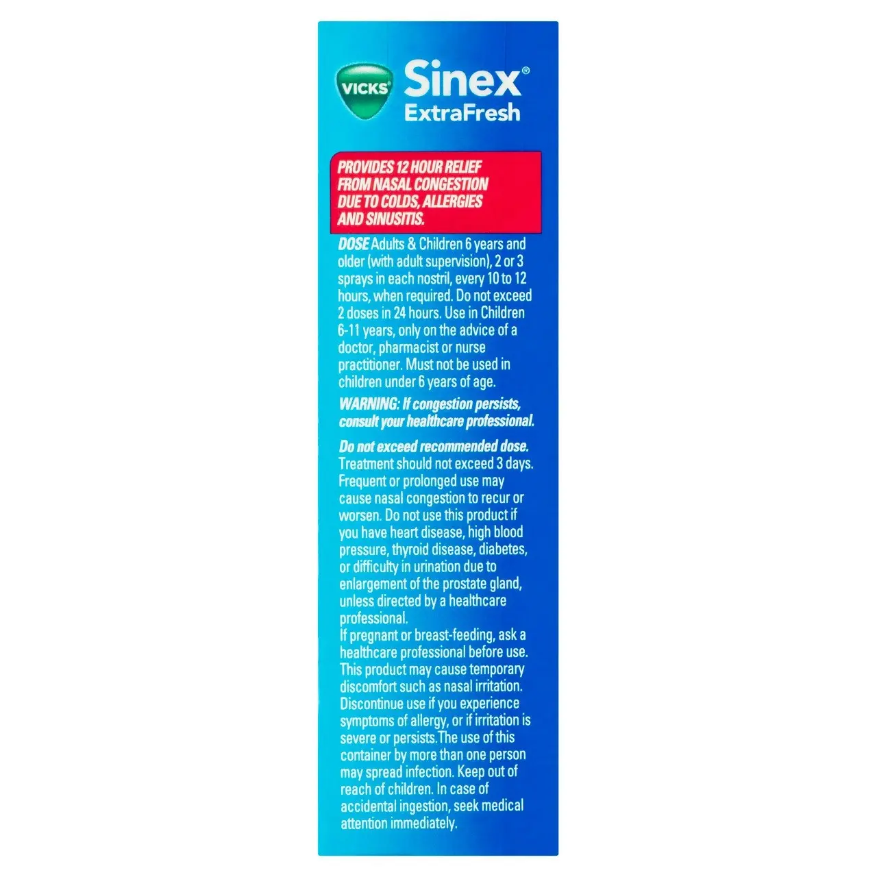 Vicks Sinex ExtraFresh Nasal Decongestant Nasal Spray 15mL