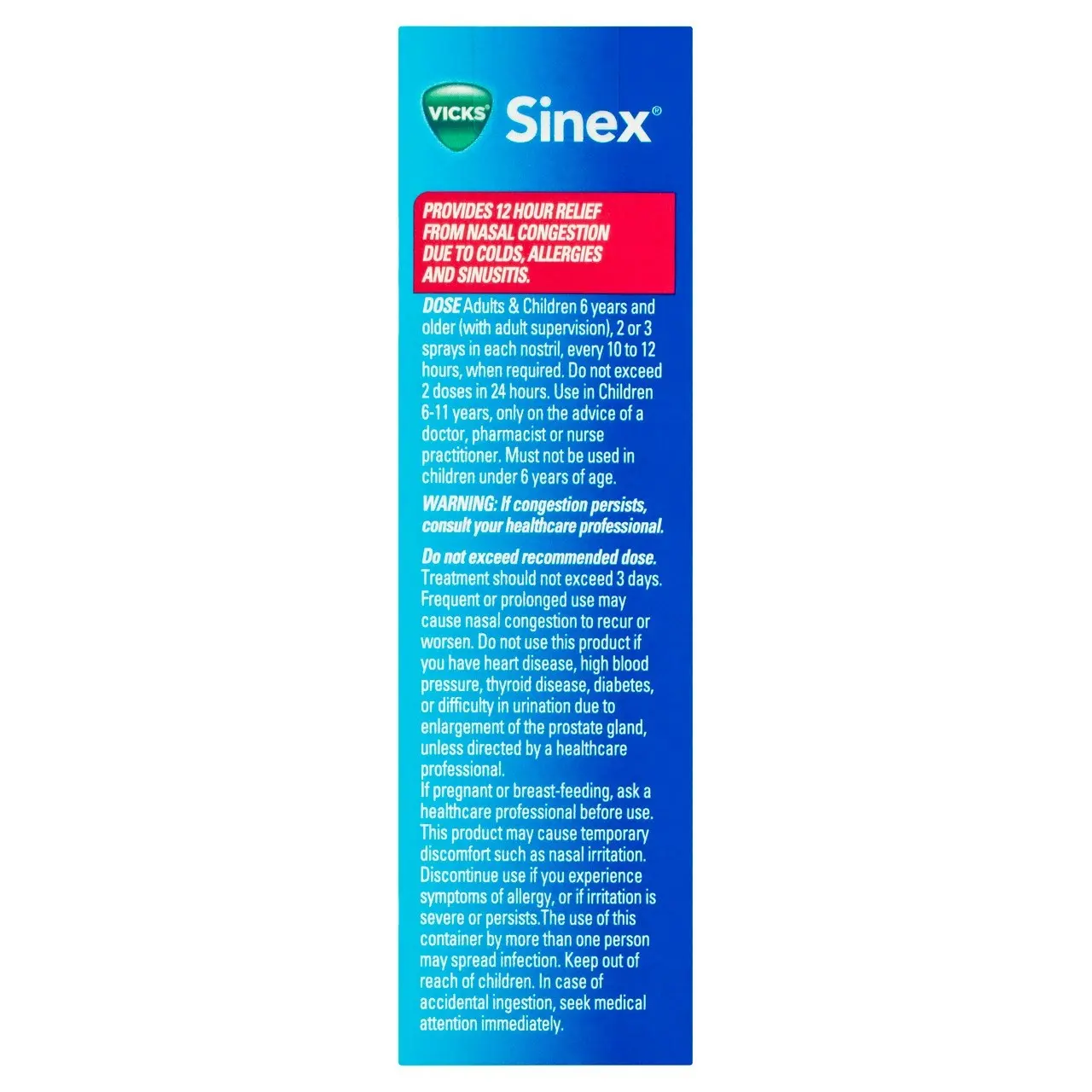 Vicks Sinex Nasal Decongestant Nasal Spray 15mL