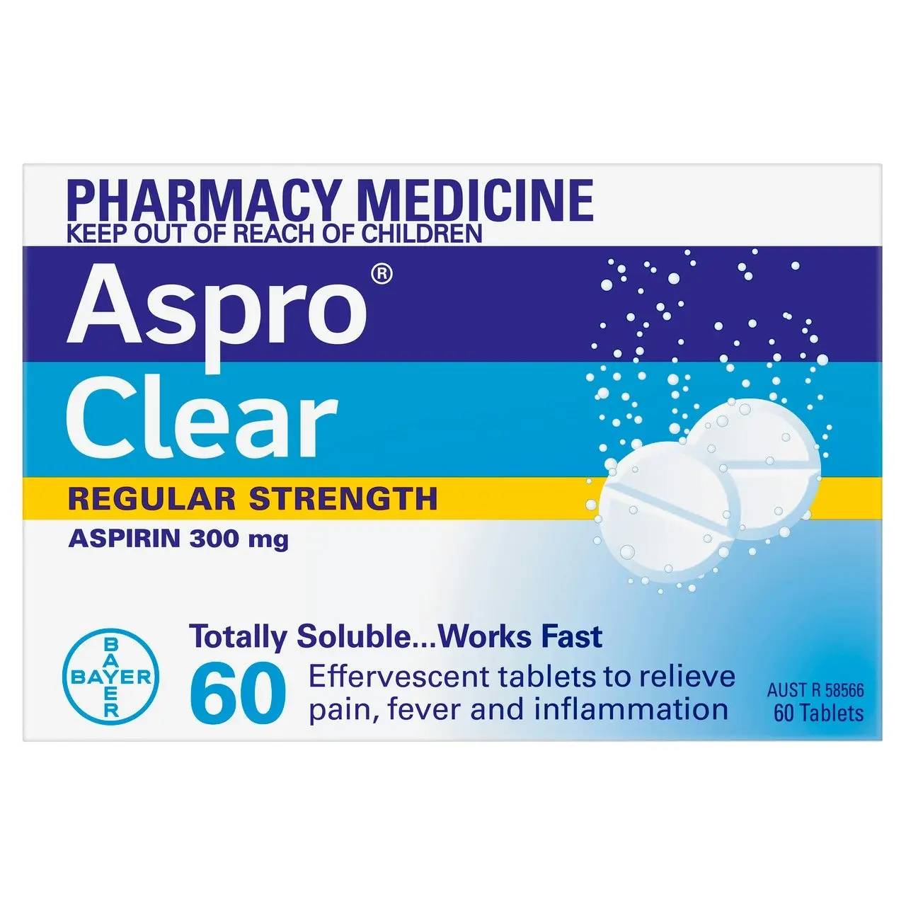 Aspro Clear Pain Relief Aspirin 60 Soluble Tablets