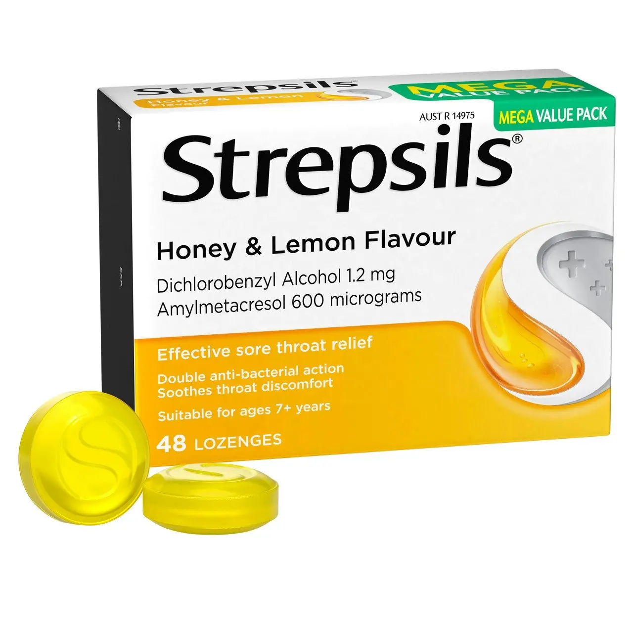 Strepsils Soothing Sore Throat Lozenges Honey and Lemon 48 Pack