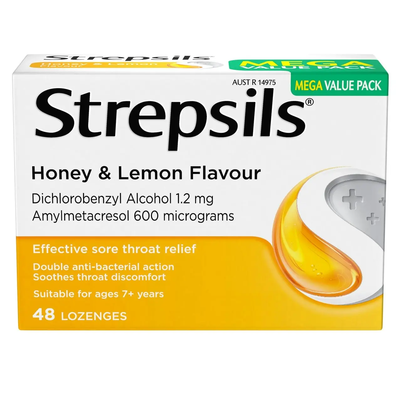 Strepsils Soothing Sore Throat Lozenges Honey and Lemon 48 Pack