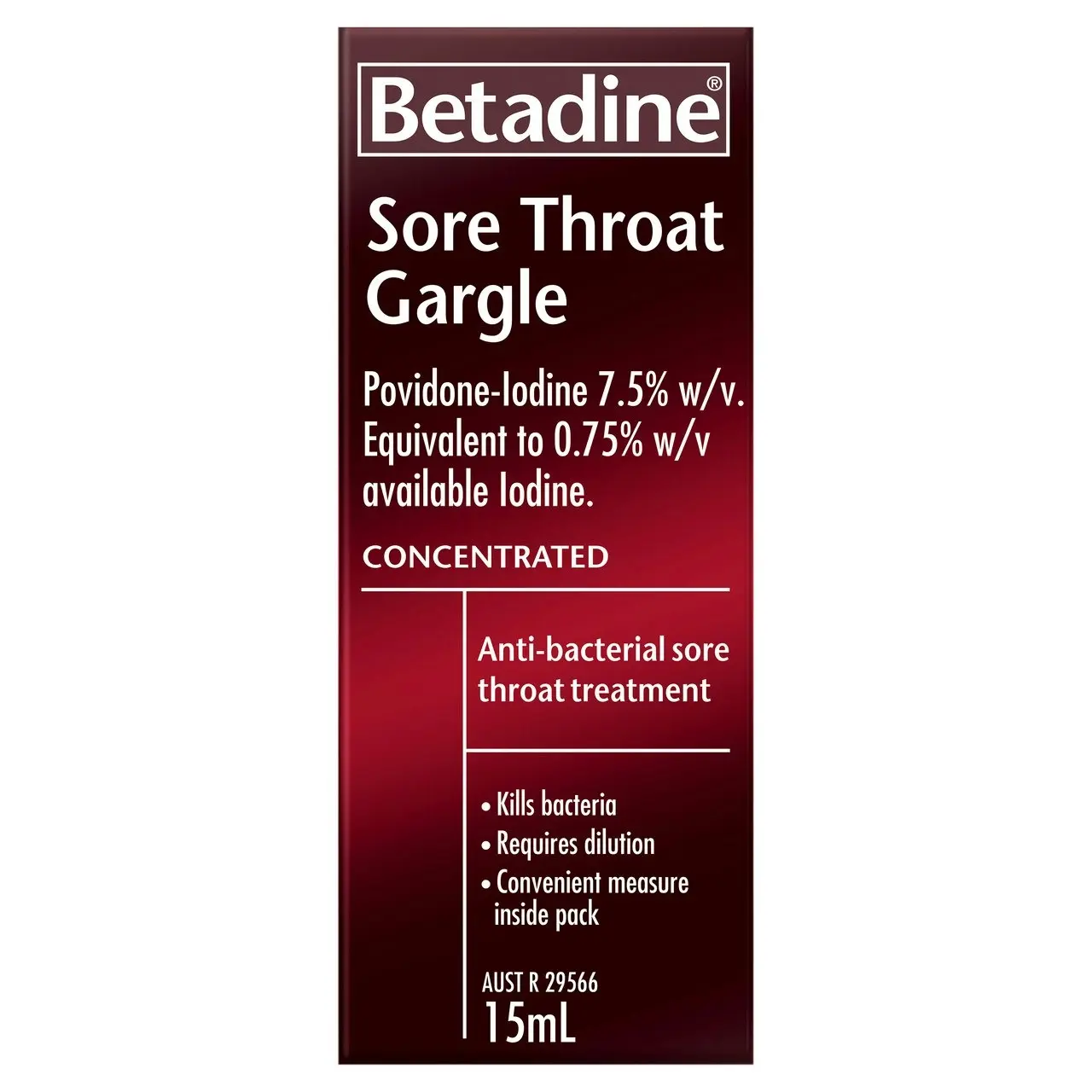 Betadine Sore Throat Gargle Concentrated 15mL