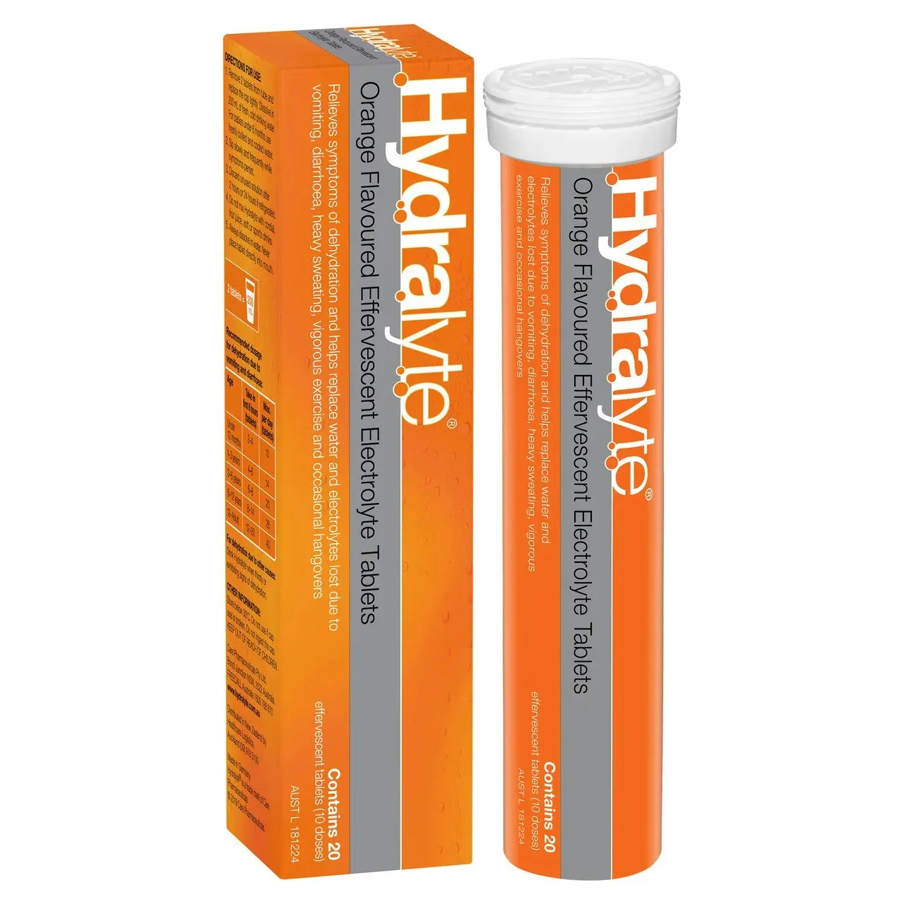 Hydralyte Effervescent Electrolyte Tablets Orange Flavoured 20 Tablets