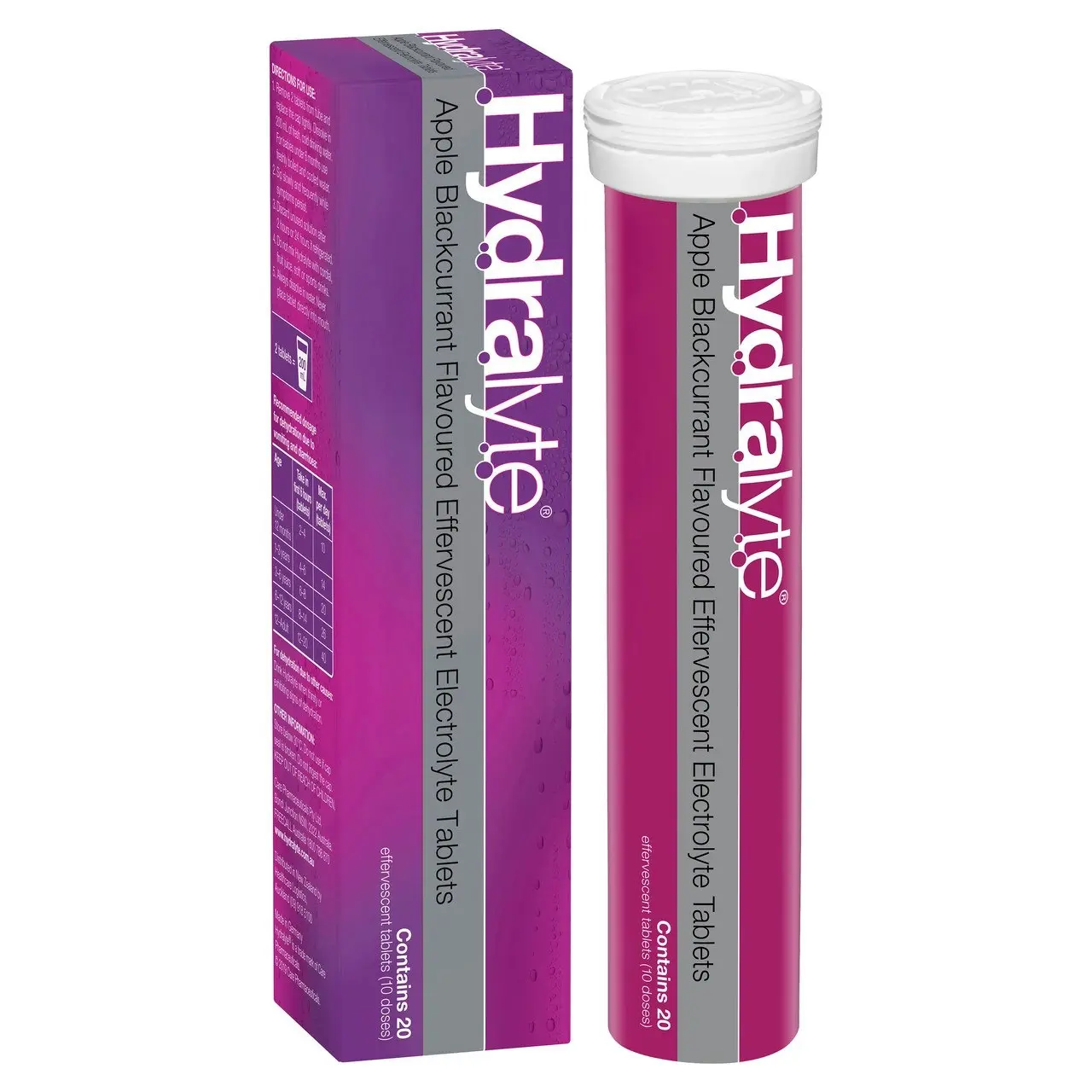 Hydralyte Effervescent Electrolyte Tablets Apple Blackcurrant Flavoured 20 Tablets