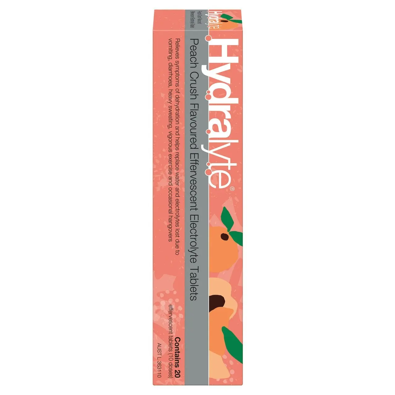 Hydralyte Effervescent Electrolyte Tablets Peach Crush Flavoured 20 Tablets