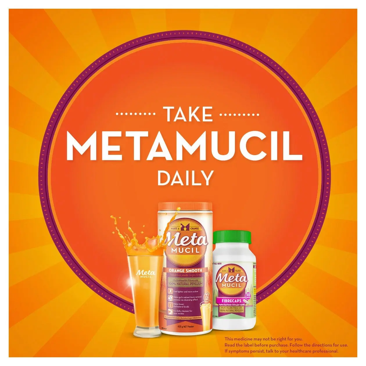 Metamucil Multi-Health Fibre with 100% Psyllium Natural Psyllium Natural Granular 72 Doses