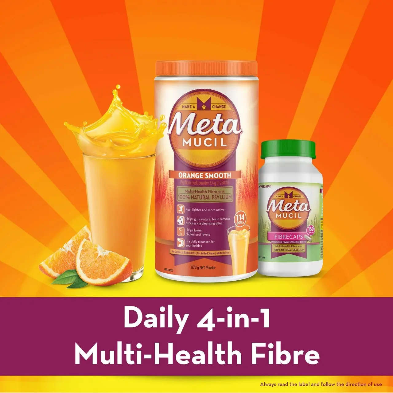 Metamucil Multi-Health Fibre with 100% Psyllium Natural Psyllium Lemon Lime Smooth 72 Doses