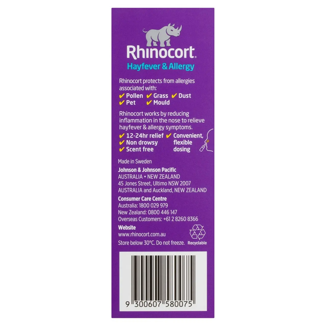 Rhinocort Original Non-Drowsy Hayfever & Allergy Relief Nasal Spray 60 Sprays