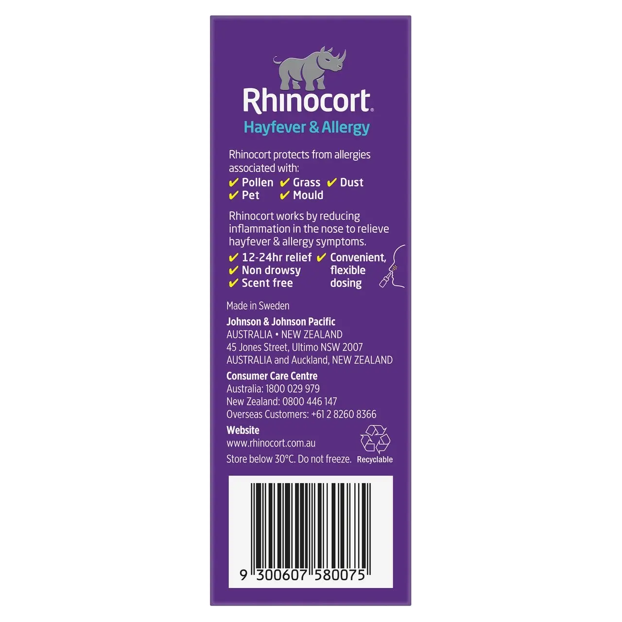 Rhinocort Original Non-Drowsy Hayfever & Allergy Relief Nasal Spray 60 Sprays