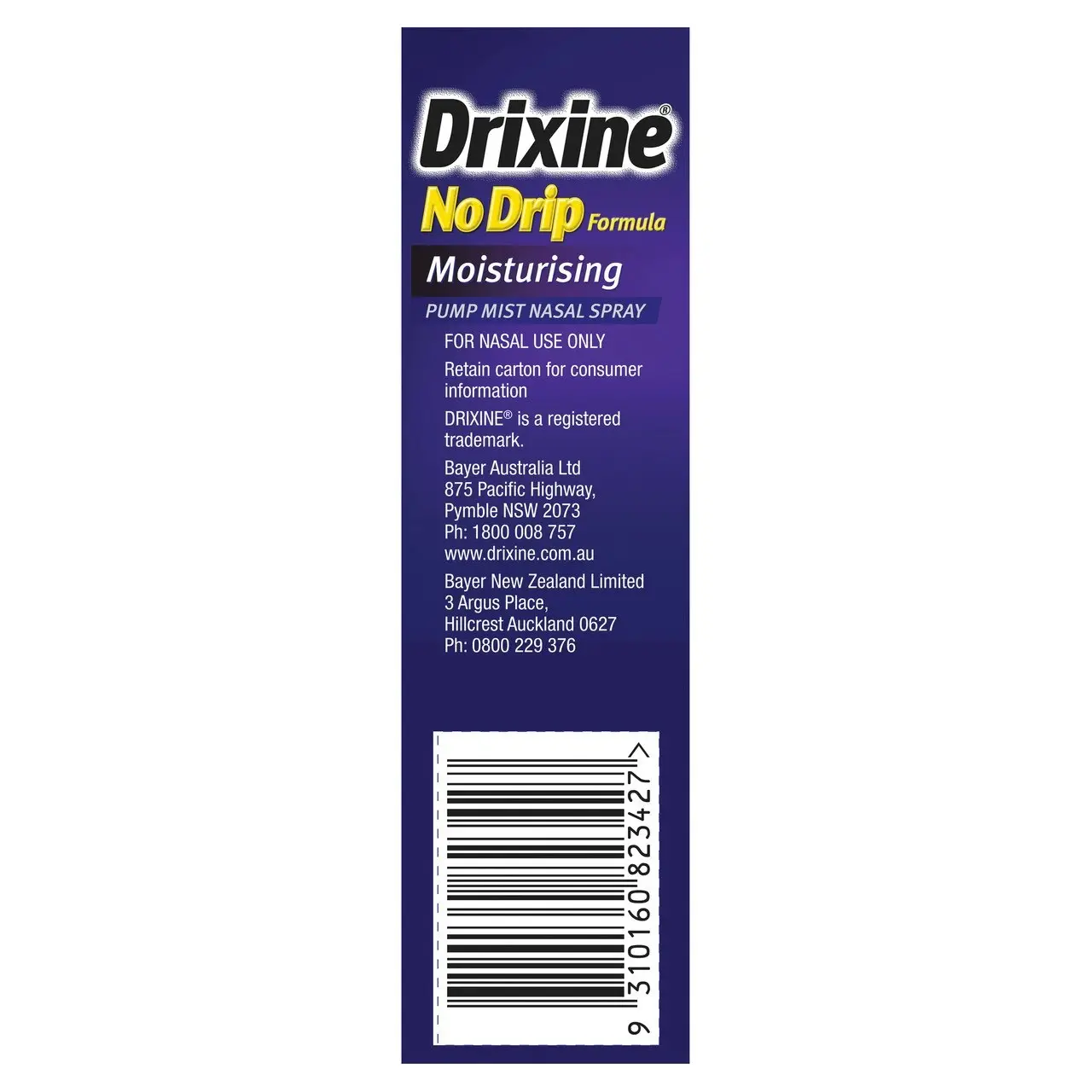 Drixine 12 Hour Relief No Drip Formula Moisturising Pump Mist Nasal Spray 15mL