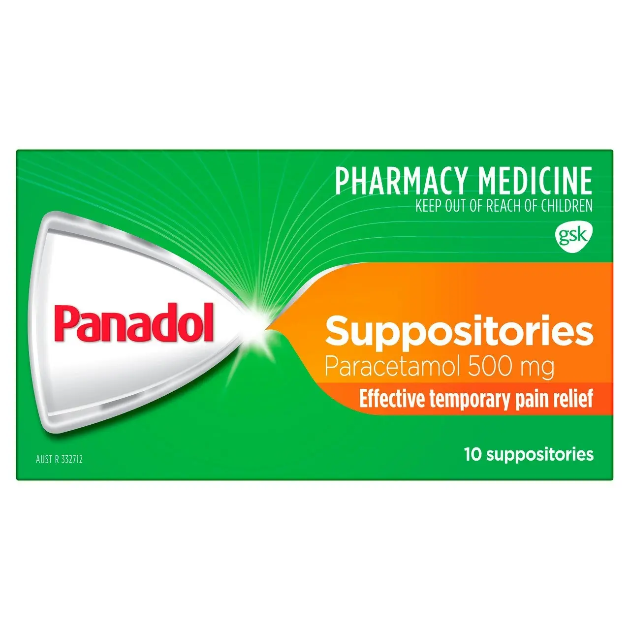 Panadol Suppositories for Pain Relief, Paracetamol - 500mg 10 Pack