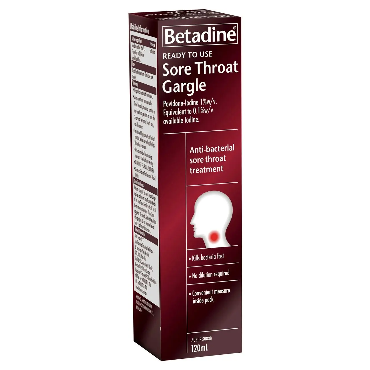 Betadine Ready To Use Sore Throat Gargle 120mL