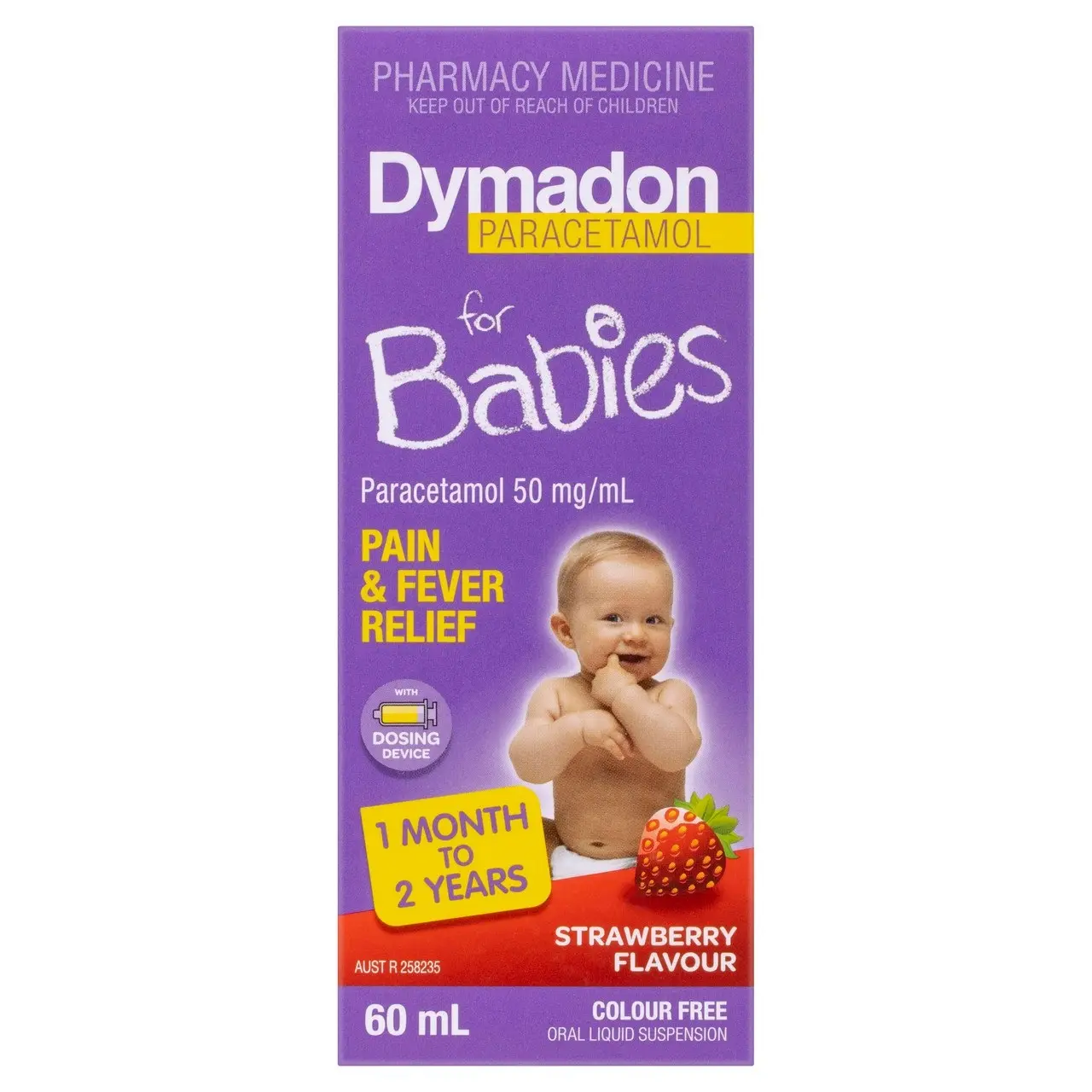 Dymadon Paracetamol for Babies 1mth-2yrs STRAWBERRY 60mL