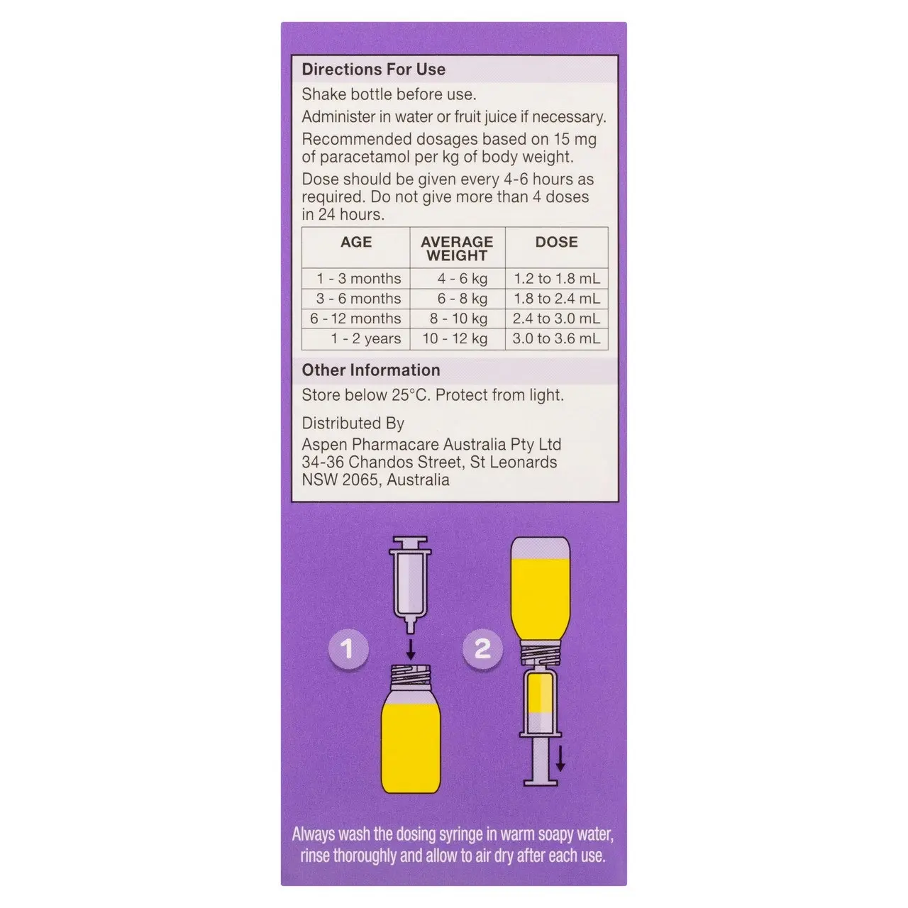 Dymadon Paracetamol for Babies 1mth-2yrs ORANGE 60mL