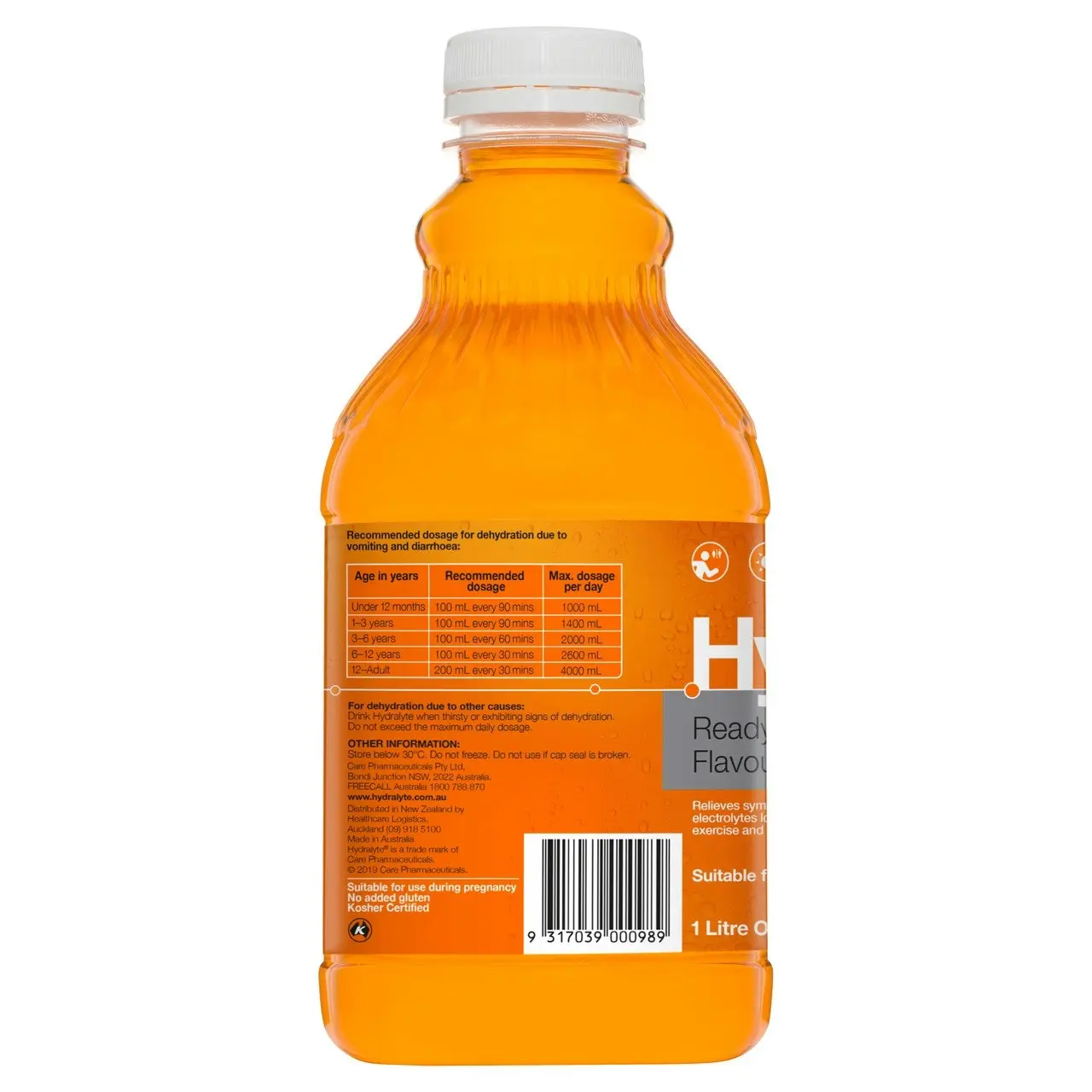 Hydralyte Ready to use Electrolyte Solution Orange Flavoured 1L