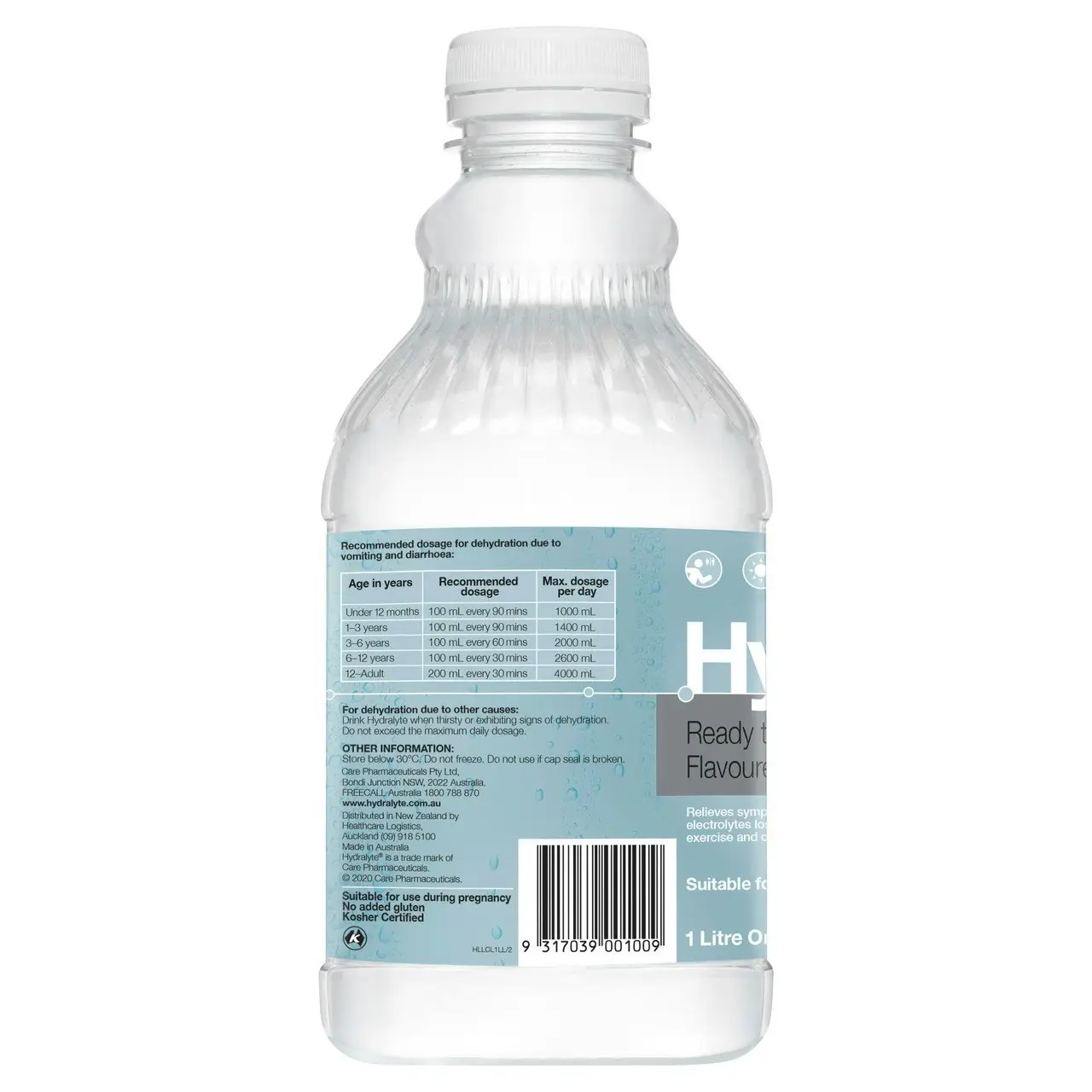 Hydralyte Ready to use Electrolyte Solution Colour Free Lemonade Flavoured 1L