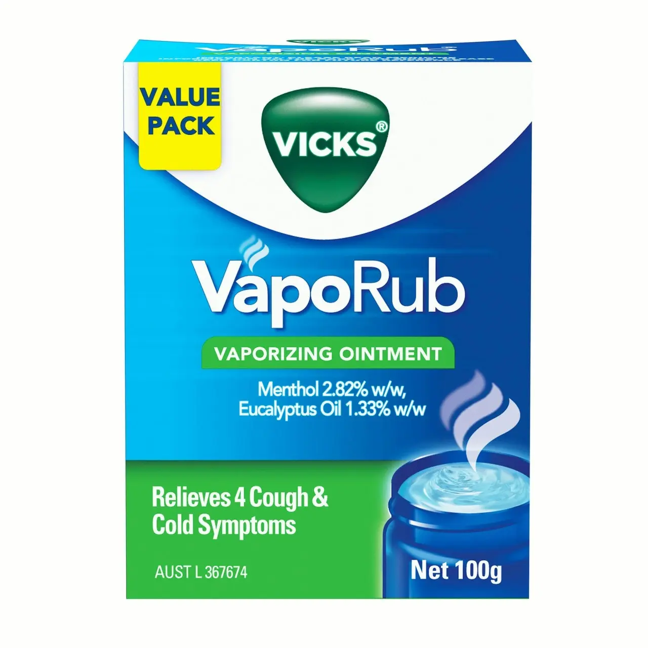 Vicks VapoRub Vaporizing Ointment Relief from Cough & Cold Symptoms 100g - Cough & Cold