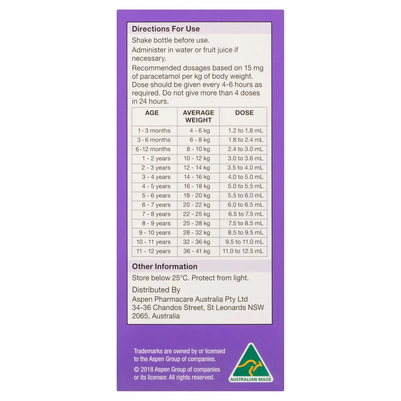 Dymadon Paracetamol for Kids 2-12yrs ORANGE 200mL