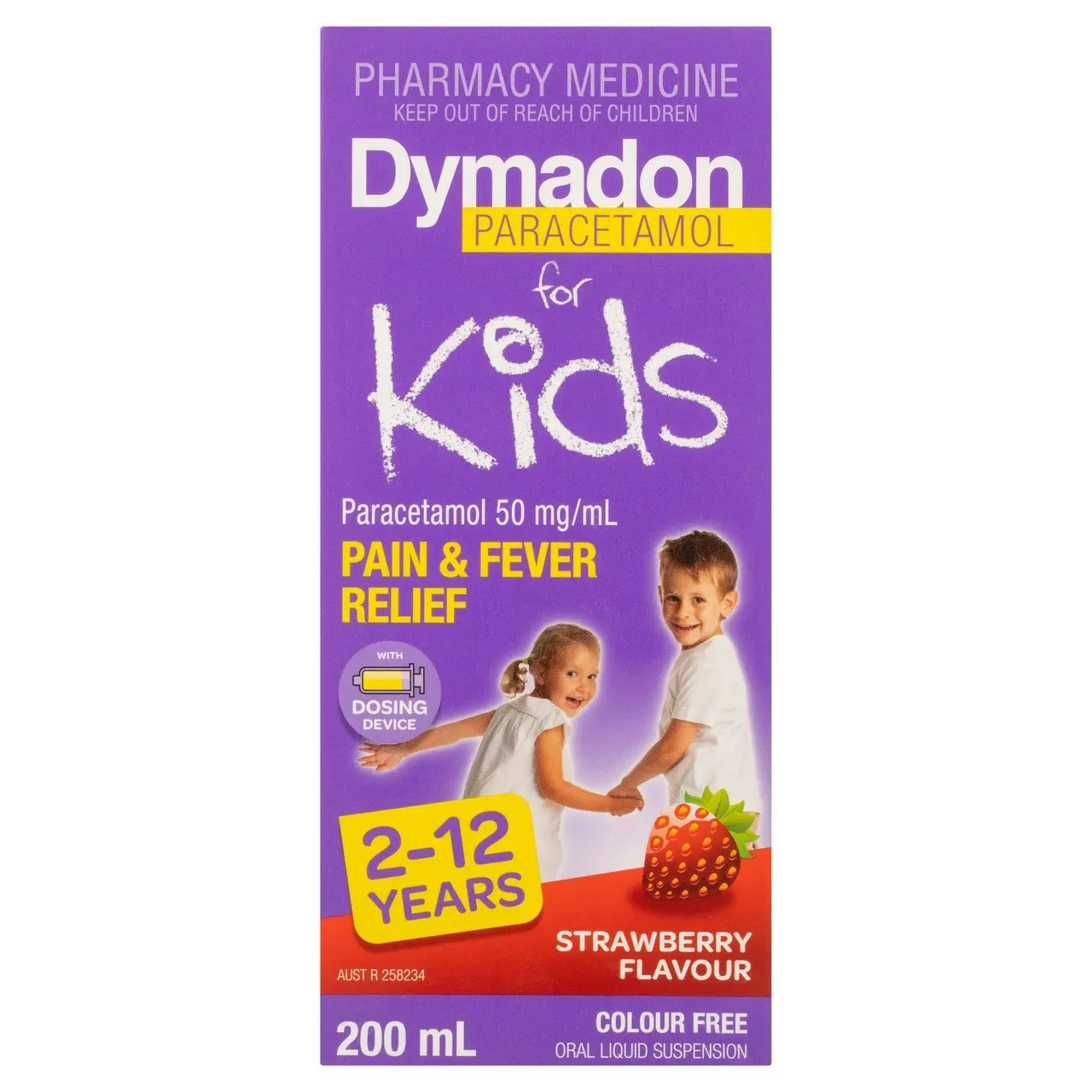 Dymadon Paracetamol for Kids 2-12yrs STRAWBERRY 200mL