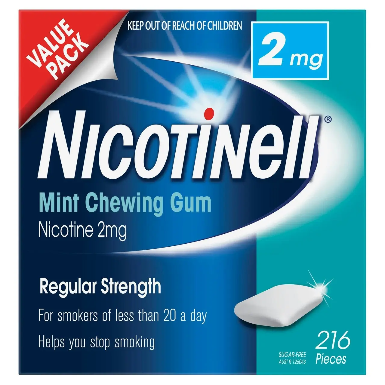 Nicotinell Stop Smoking Mint Gum Regular Strength 2mg 216 Pack