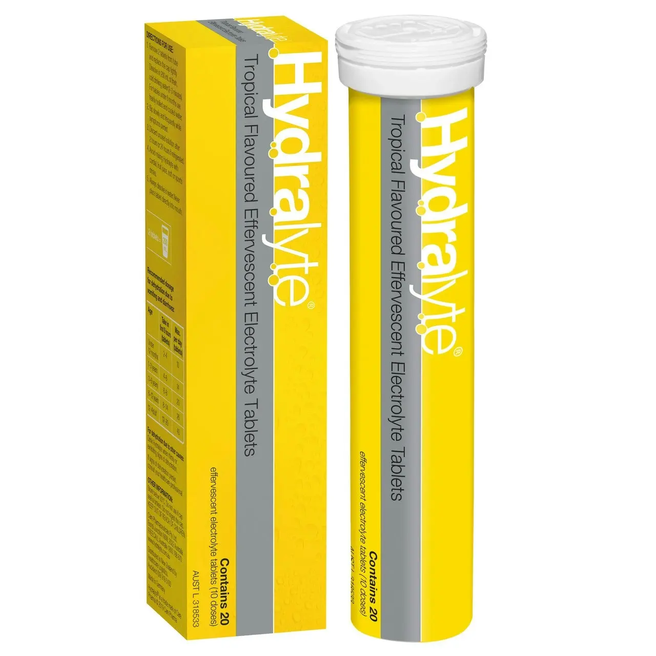 Hydralyte Effervescent Electrolyte Tablets Tropical Flavoured 20 Tablets