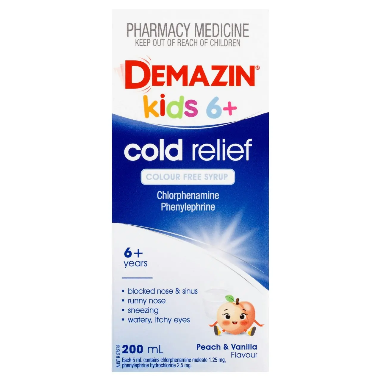 Demazin Cold Relief Colour Free Syrup 200ml