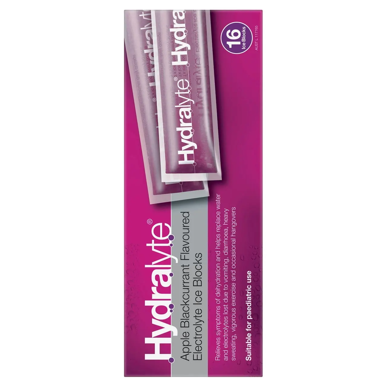 Hydralyte Electrolyte Ice Blocks Apple Blackcurrant  Flavoured 16 Pack