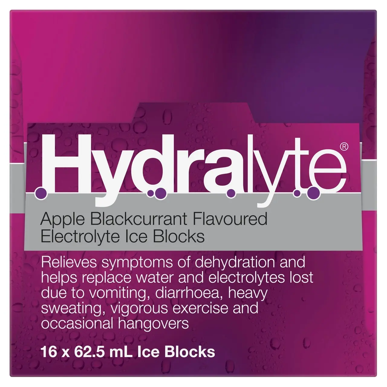 Hydralyte Electrolyte Ice Blocks Apple Blackcurrant  Flavoured 16 Pack