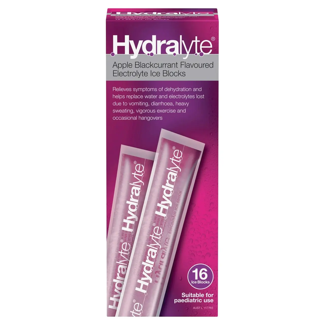 Hydralyte Electrolyte Ice Blocks Apple Blackcurrant  Flavoured 16 Pack