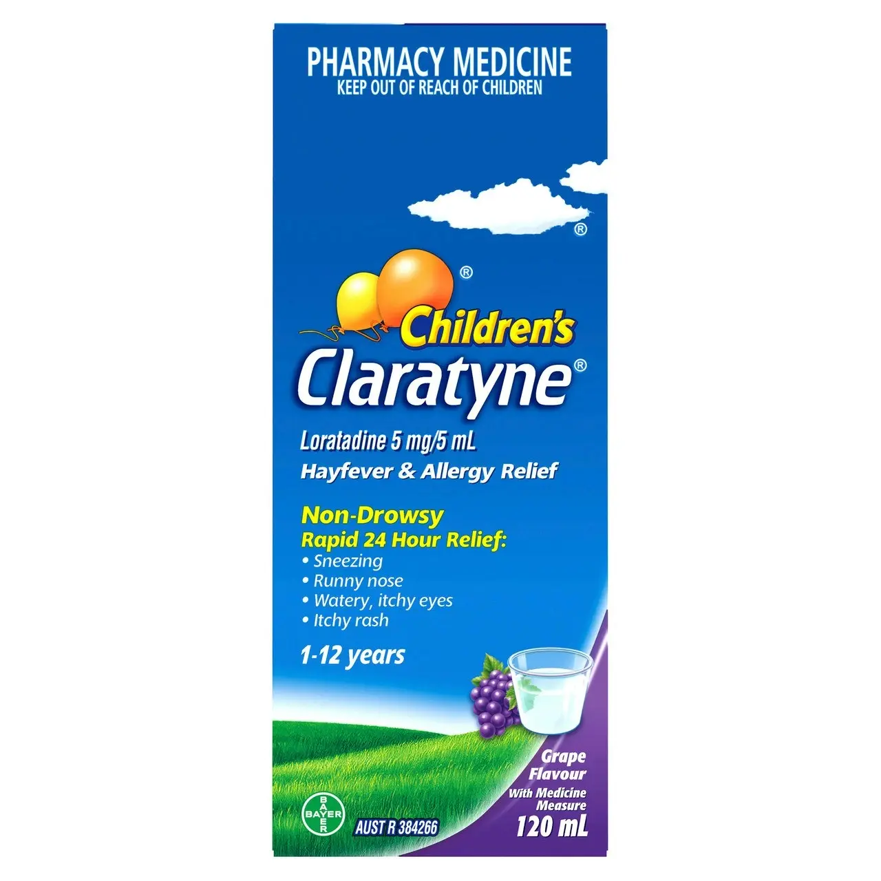 Children's CLARATYNE Allergy & Hayfever Relief Syrup Grape Flavour 120mL